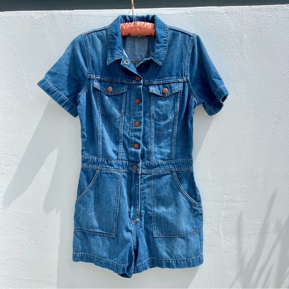 Madewell Pants - Madewell Short Sleeve 70s Inspired Denim Romper